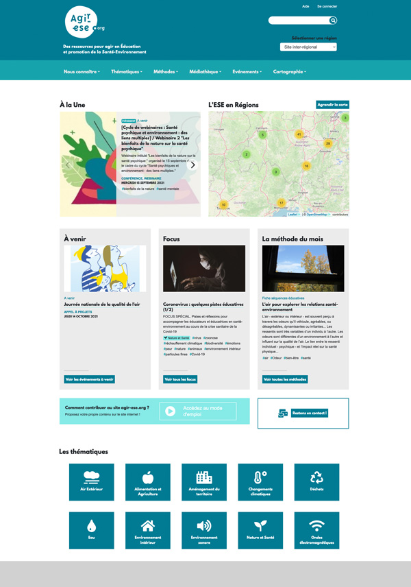 Page d'accueil du site agir-ese.org réalisé par Tadaa