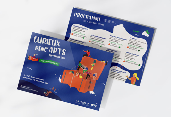 Programme de l'événement de la mission culture de la fondation OVE, les Curieux renc'arts en septembre 2021