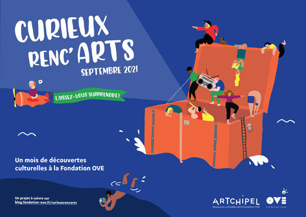 visuel de l'evenement les Curieux renc'arts en septembre 2021 réalisé par Emma Lidbury de la coopérative Tadaa