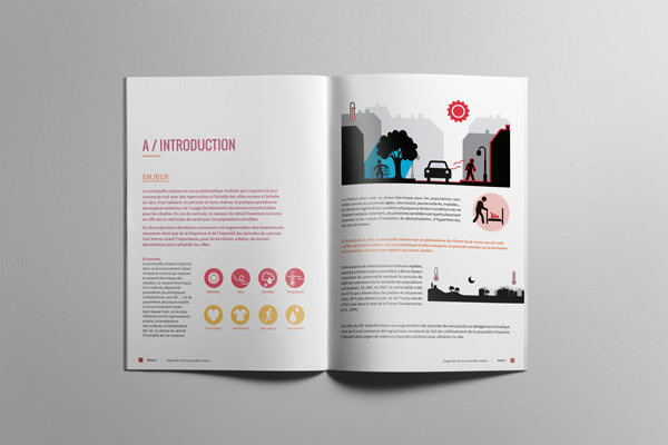 Page de présentation du diagnostic sur la surchauffe urbaine et les ilots de chaleur urbain pour l'Ademe