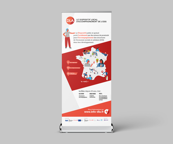 Kakemono conçue par Tadaa, du Dispositif local d'accompagnement soutenu par l'Avise